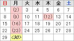2012年4月の休館日は、2日、9日、12日、16日、23日です。4月30日は祝日開館日で、開館時間は午前9時から午後5時です。