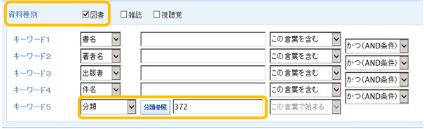 分類検索の画面イメージ