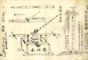 [火消道具細工所引札]龍吐水