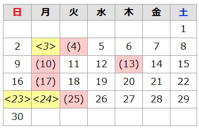 2025年11月の休館日は4日、10日、13日、17日、25日です。3日、23日、24日は祝日開館日で開館時間は午前9時から午後5時までです。