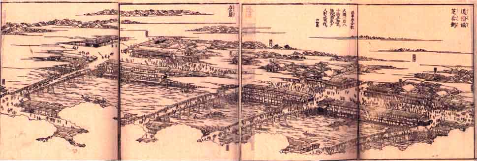 「摂津名所図会」四下より道頓堀芝居側の図