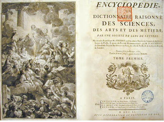 『フランス百科全書』本巻第1巻　タイトルページおよび口絵