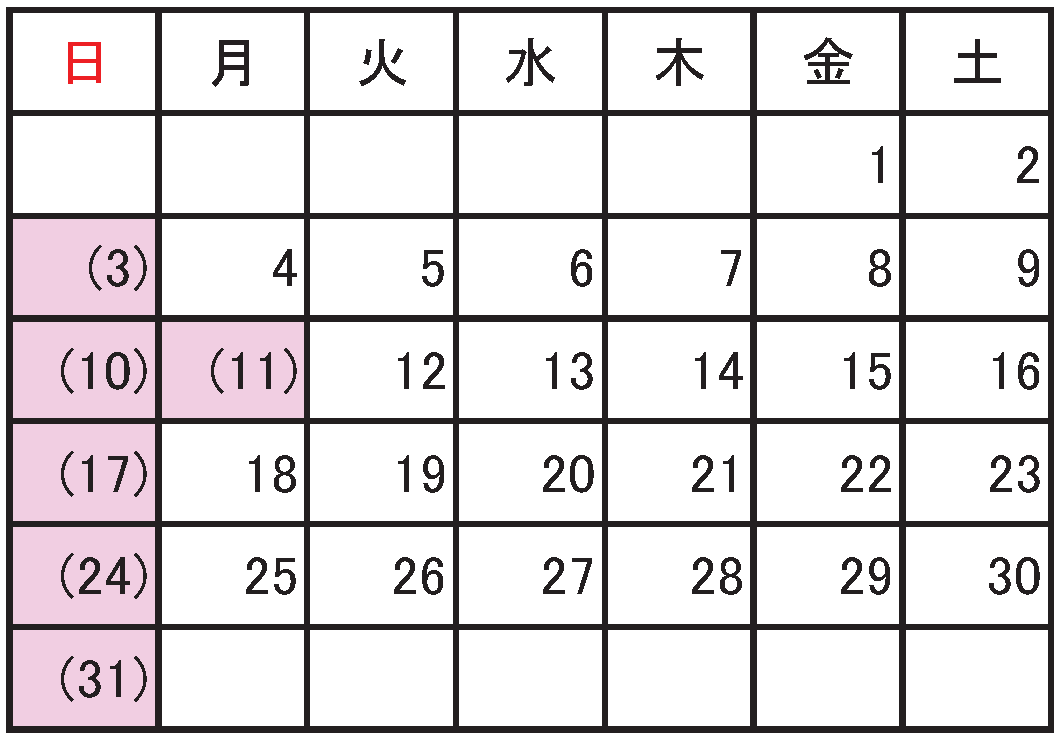 2025年7月の休館日は3日、10日、11日、17日、24日、31日です。
