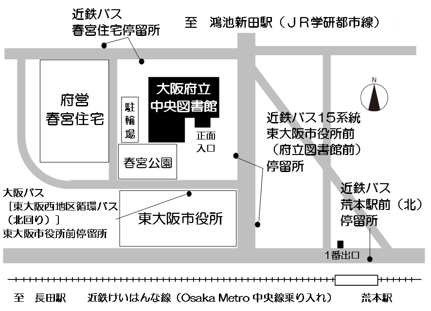 要覧の裏表紙　中央図書館地図