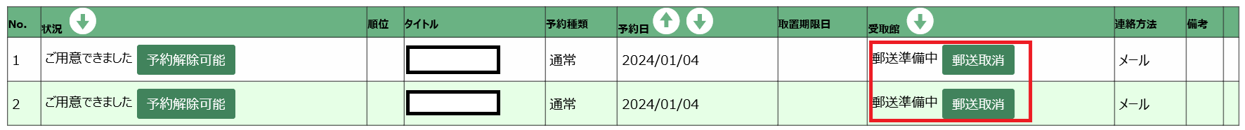 郵送準備中の画像