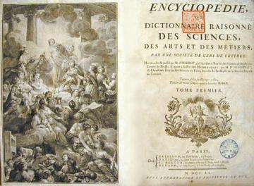 ディドロ、ダランベール監修『百科全書』（1751-1780年刊）第1巻タイトルページおよび口絵写真