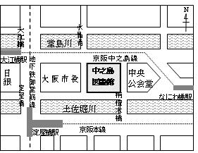 中之島図書館付近図