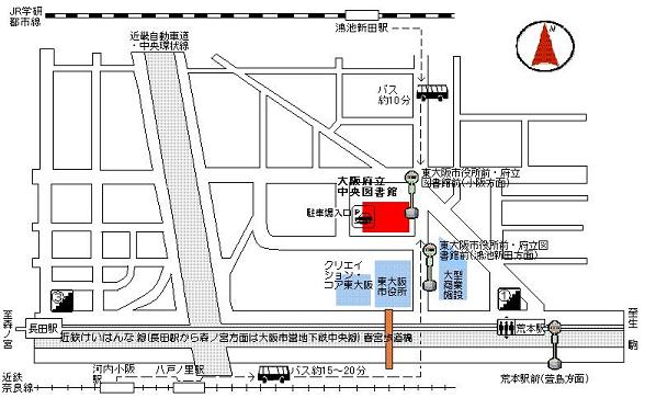 要覧の裏表紙　中央図書館地図