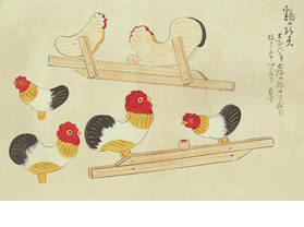 「鶏の玩具」川崎巨泉画
