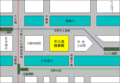 中之島図書館の地図