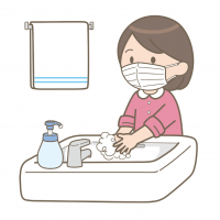 手を洗っている女の子のイラスト